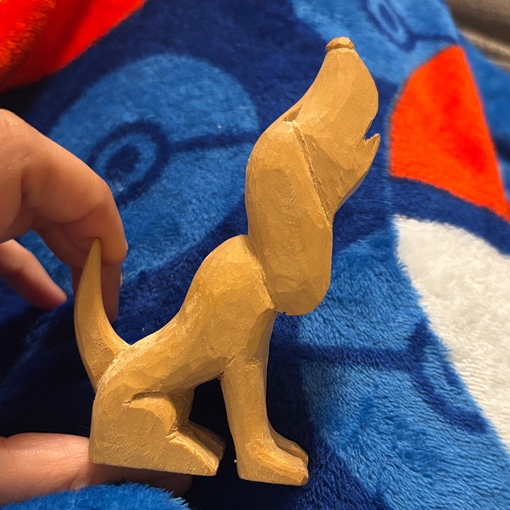 Handcrafted Tan Wooden Dog Figurine